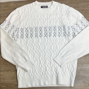 Rivelli White Textured Knit Sweater – Italian Style Pullover Size 2XL